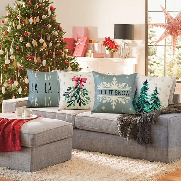 Julepudebetræk 45x45 cm til sofa, seng, ferieindretning, sæt med 4 (grå)
