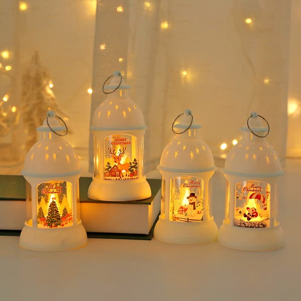 2-delt sæt Halloween og jul LED-lys, dekorative bordlamper, natlys, julepynt style 4