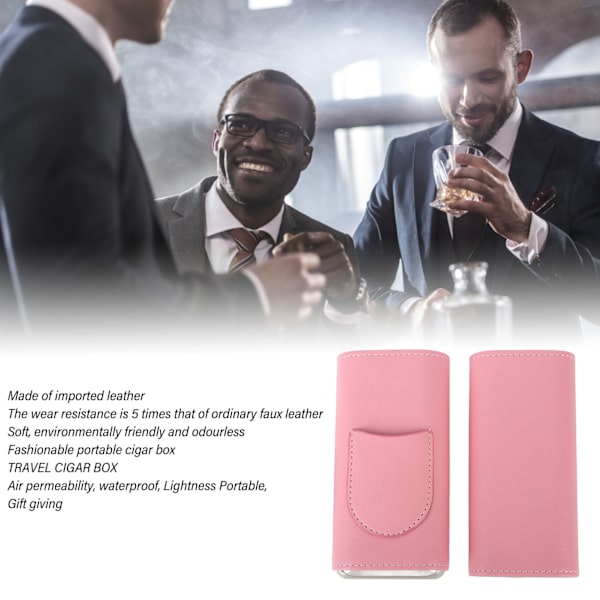 3 Fingers Cigarrfodral Mode Elegant Konstläder Lätt Bärbar Cigarr Humidorlåda för Resor Daglig Rosa