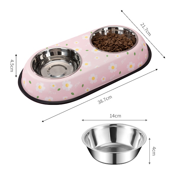 Matkompis för husdjur, rostfria skålar med halkfri botten för smidig utfodring, värmebeständiga och diskmaskinssäkra, perfekt för torrfoder
