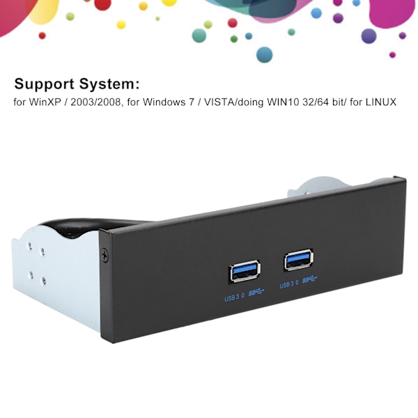 Ultrasnabb Dubbel USB 3.0 Hubb Adapter För Frontpanel, Supersnabb Dataöverföring 5Gbps, Skyddsfilm Säkerställer Repfri Montering, Moderkort