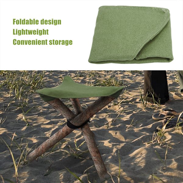 Fällbar Campingpall Tyg Bärbar Lätt Vattentät Mjuk Canvas 36,5 cm Sidolängd Mini Campingpall Tyg Militärgrön