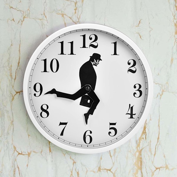 Unika Väggklockor, Batteridrivna Tysta Klockor med Silly Walk Väggklockdesign, Lättläst Kvarts Akryl Tryck för Vardagsrum,