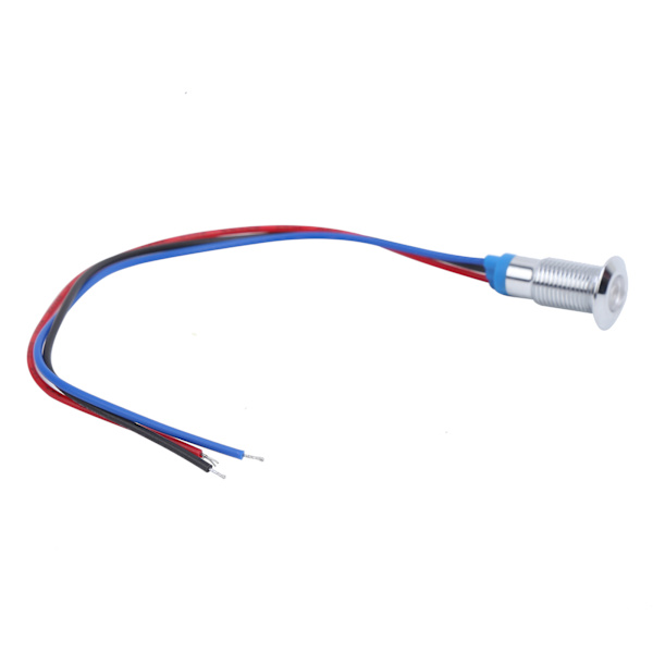 4-pack LED-indikatorlampa Signal 2-färg Gemensam Anod Vattentät Metall 8mm 220V (Röd Blå)