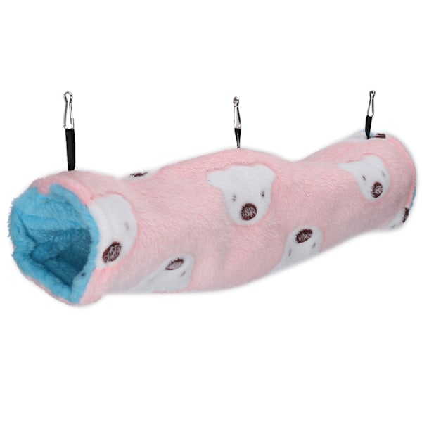 Hamster Tunnel Bomull Bo, Liten Husdjur Plysch Mjuk Hängande Kanal Hus(Rosa Liten Björnen)L