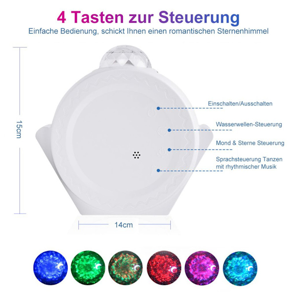 Smart LED Stjärnhimmel Projektor Wifi Kontroll Musik Synk Vattenvåg Nattljus