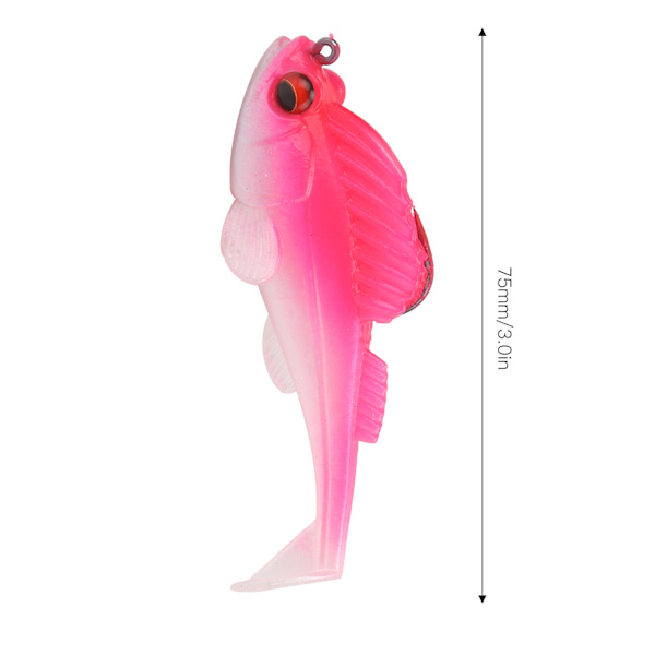 Djupgående paddelstjärt mjuk fiskedrag 75mm/13g Antihanging botten mjukt falskt bete (rosa silverstjärt)