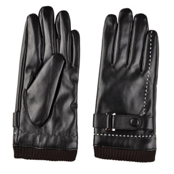 Vinterläderhandskar för kvinnor, ullfleecefodrade varma handskar M