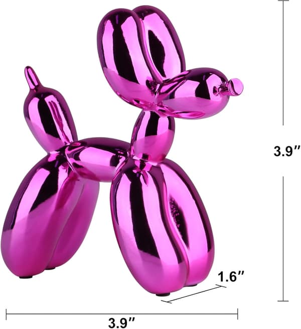 Skinnende Elektroplettering Ballonghund Statue Samleobjekter Figur A
