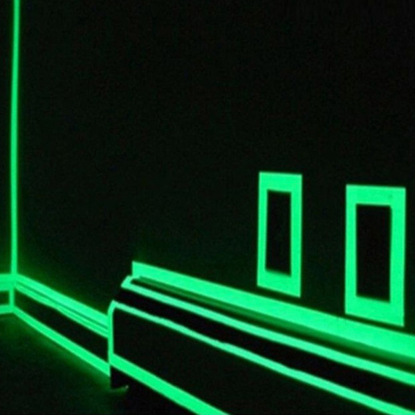 10m längd lysande tejp i mörkret, hårt ljus laddning under UV svart ljus fluorescerande tejp för släta väggar trappor 15mm/0,59in bredd grön
