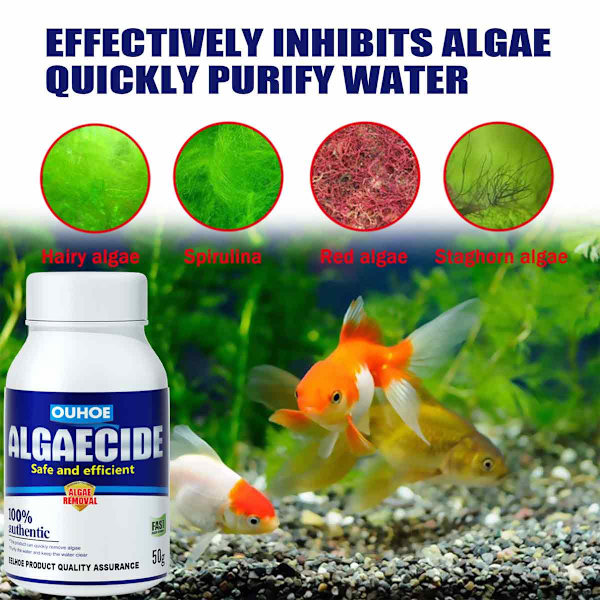 50g Akvariealgsmedel Fiskdamm Algrensare Akvarievattenrengörare