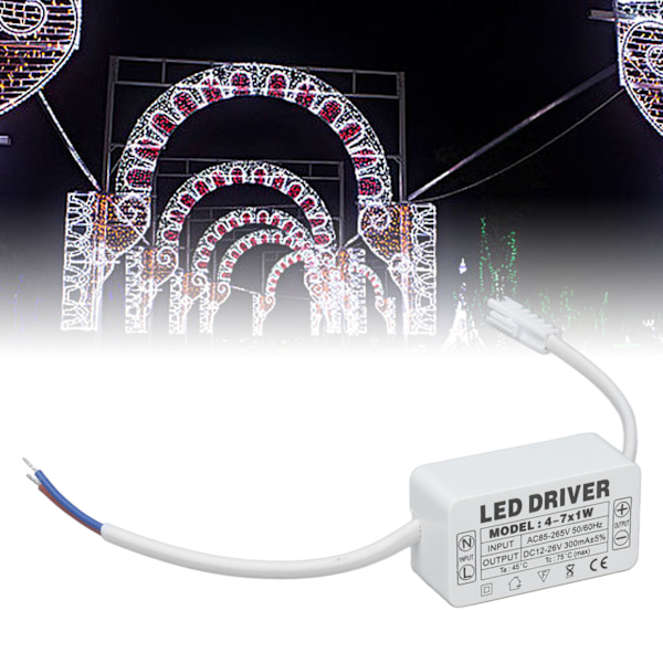 4‑7X1W LED-drivrutin konstant ström 300mA ingång AC85‑265V utgång DC12‑26V strömförsörjningstransformator