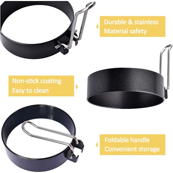 Professionell Äggform av Kockkvalitet för Stekpanna, Rund Äggring med Nonstick-beläggning, Perfekt för Frukostmackor, Multifunktionell
