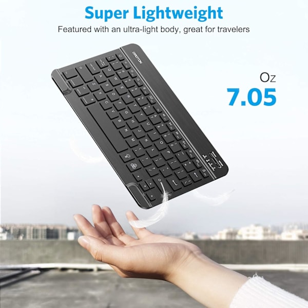 Tablet-datorns tangentbord Mini trådlöst Bluetooth-tangentbord med bakgrundsbelysning, 7-färgad bakgrundsbelysning/laddningsbart/ultratunt