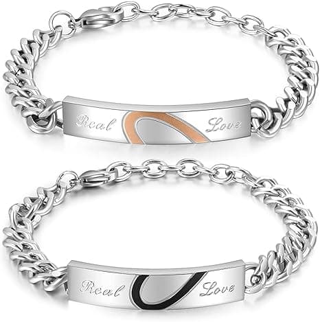 Rustfrit Stål Kærlighed Par Link Armbånd til Mænd Kvinder Elsker Mand
