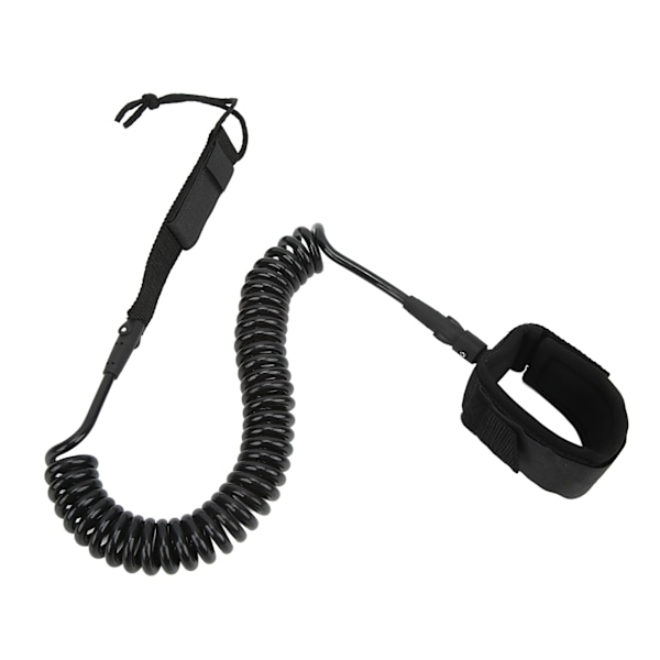Surfboard Leash Hög elasticitet TPU Svart Justerbar Spiralformad Surfing Benrem för Paddleboards Longboards 11ft/3.35m