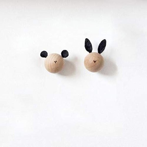 Barnväggkrokar i trä, väggkrokar, väggklädhängare för att hänga handdukar och rockar, väska, skandinavisk inredning, modern design, 2-pack