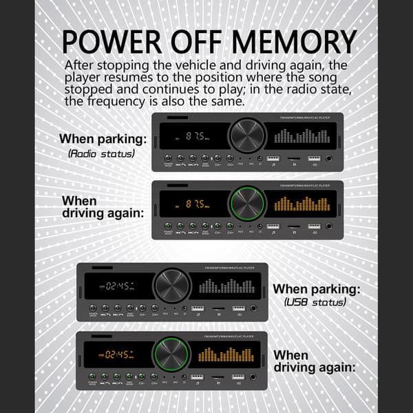 In-Dash Bilstereo med Bluetooth 5.0, Hukommelse af Placering og Realtidsinformation, For Problemfri Pendling og Underholdning