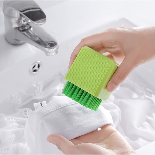 2-pack silikon tvättborste skrubb multi-användning hushåll kläder tvättborste dubbelanvändning skrubbborste för kläder underkläder skor, plast mjuk