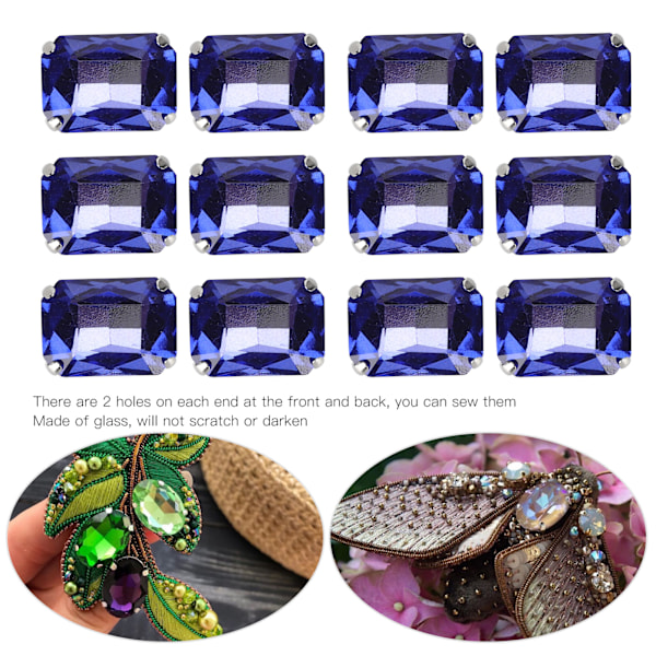 20 st DIY klodiamanter bröllopsklänning retro mode hantverk glas kläder dekorationer 13 x 18 mm Royal Blue Rectangle Glass Claw Diamond