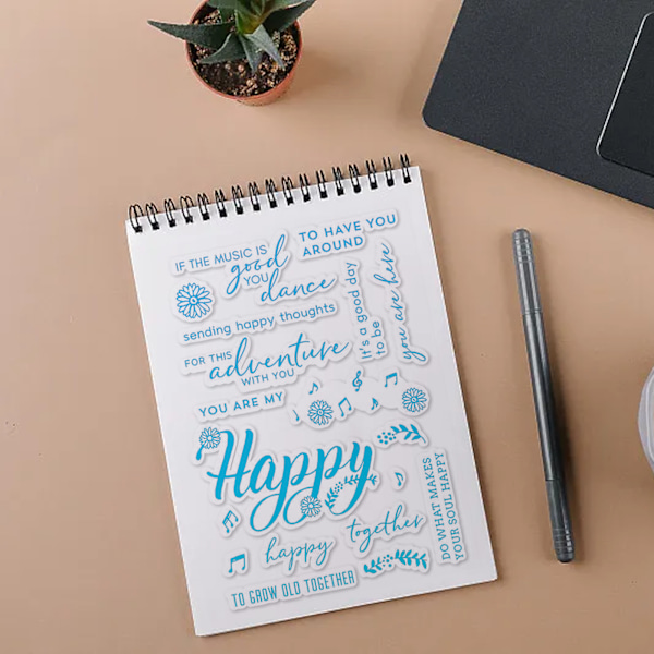 Högkvalitativa gummistämplar för korttillverkning, idealiska för journaling och scrapbooking-projekt, inkluderar akrylstämpelblock för exakt justering,