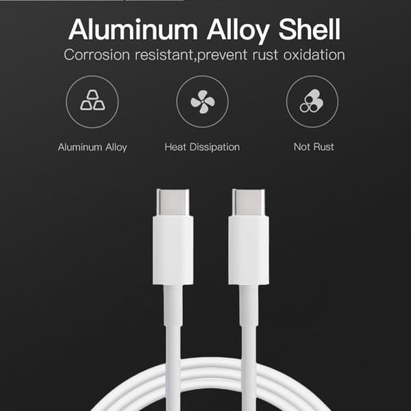 Passer for USB-C til USB-C hurtigladekabel (3 meter) Hvit