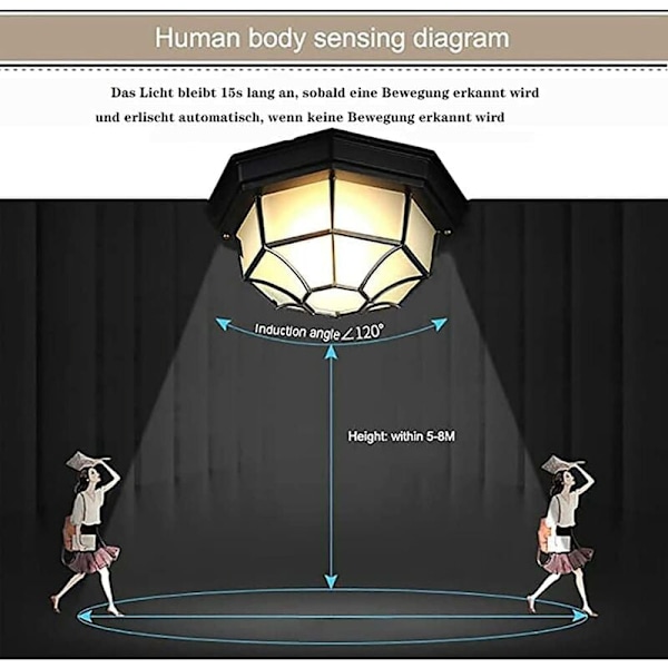12W LED-utomhusplafond med rörelsesensor