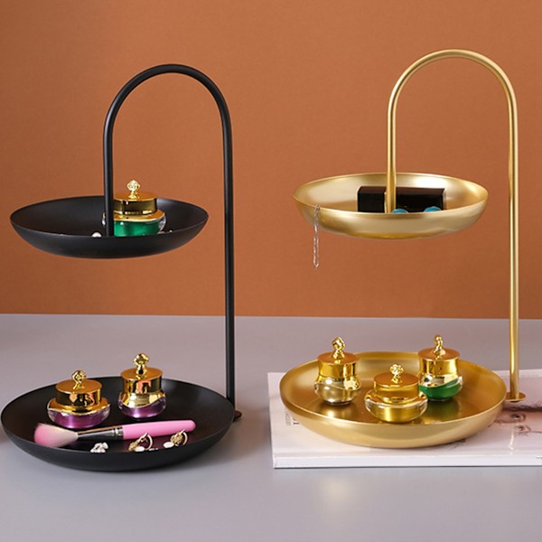 Modern Fruktkorgställning, Lättmonterad Tvåvånings Dessertbricka Med Stor Kapacitet, Smyckeshållare Organizer För Ditt Sminkbord, Stabil