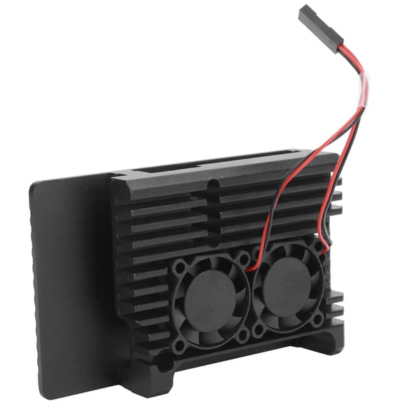 Aluminium Case med Dobbelt Ventilator Køleskal til Raspberry Pi 4B Computertilbehør