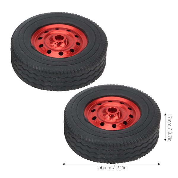 4 st RC-hjul Fjärrkontrolldäck Gummi Aluminiumlegering Tillbehör för WPL D12 Bil Röd