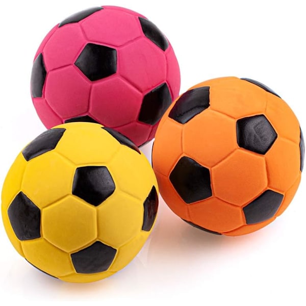 Mjuk Latex Gummi Leksak med Pip, Perfekt för Små Hundars Interaktiva Lek, Studsande Fotboll för Apporteringslekar, Set med Tre för Oöverträffad Skoj