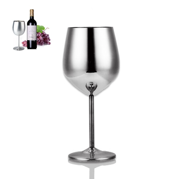 Okrossbart Vinglas i Metall, Splittringsfritt och Brottsäkert, Elegant Modern Design, Högkvalitativt Rostfritt Stål Polerad Blank Yta, BPA-fritt Livsmedel