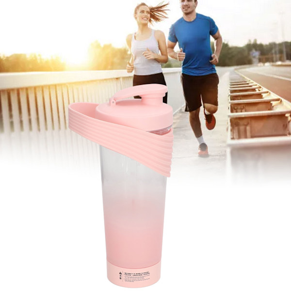 Shakerflaska USB Uppladdningsbar Kraftfull Silikon för Protein Kaffe Mjölkshakes 800ML Rosa