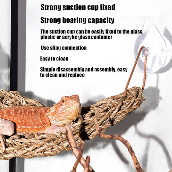 Reptil säng triangulär ödla vilstol naturliga gräsfibrer reptil hängmatta enkel installation liten