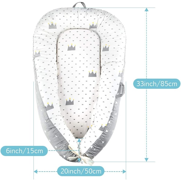Nyfödd Babynest - Bionisk Design, Andningsbara Hypoallergena Material, Multifunktionell för Resor, Naturligt Material, 100% Bomull, för Säker &