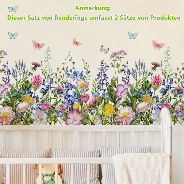 Väggtatuering trädgård blommor väggdekal färgglada blommor fjärilar väggdekal sovrum vardagsrum soffa bakgrund väggdekoration
