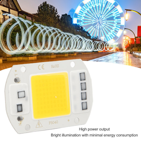 2 st LED COB-chip med hög effekt, drivrutinfri integrerad SMD-lampbricka, ljuseffektiv flip COB-lampbricka, varmt ljus 50W
