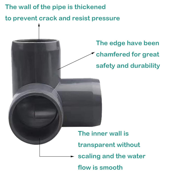 10 st 6-vägs rörkopplingar PVC-plast rörhörnkoppling 20 mm innerdiameter svart