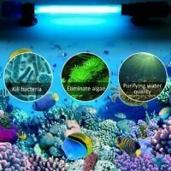 UV-sterilisator 11W akvarieljus, vattentät nedsänkbar algdödare ultraviolett ljus för rening av vatten i akvarier, dammar, fiskbehållare 220-240V