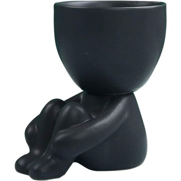 Utomhus blomkrukor vas utomhus humanoid harts blomkruka torkade blommor trädgårdsdekoration retro vas ansikte skulptur blomkruka kontor hem