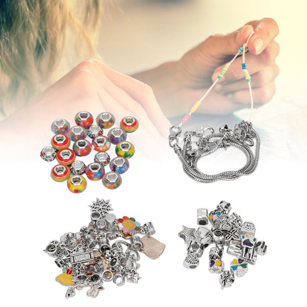 Charm armbandssats grundläggande armband färgade pärlor hängen smycken gör-det-själv-kit för födelsedagsfest spelgåvor färgglada