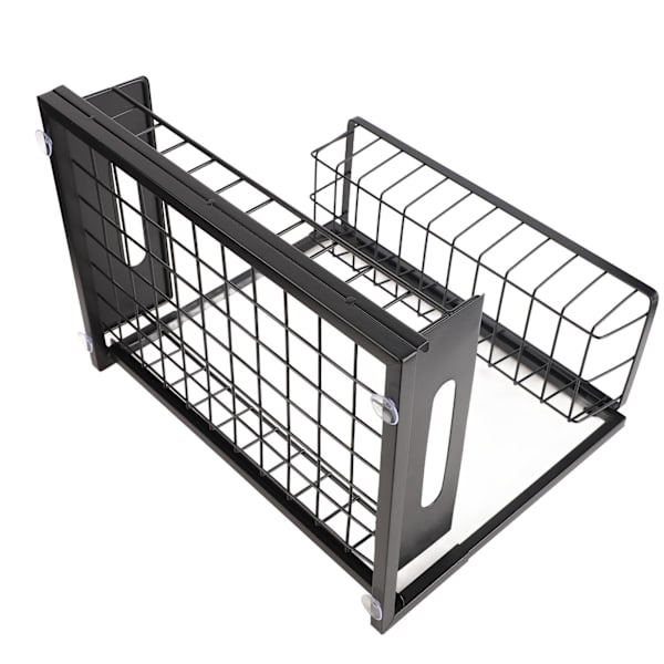 Under Sink Organizer L-forma 2-nivåers utdragbar diskbänkhylla för under kök badrum diskbänk arrangörer och förvaring svart