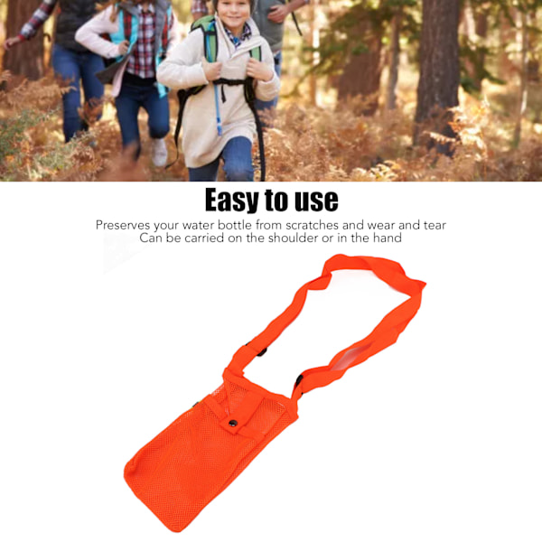 Vattenflaskhållare Bärbar Mesh Vattenflaskväska med Justerbar Axelrem för Utomhus Fitness Träning Fluorescerande Orange