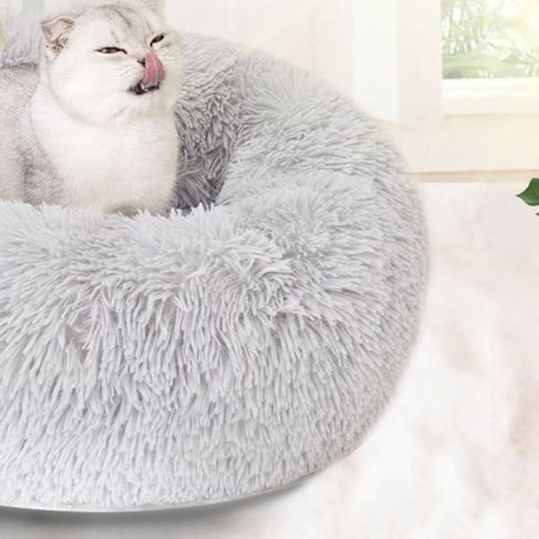 Anti-stress Djurbädd med Donut Cuddler-design, Mjuk Plyschbädd Ger Ledavlastning, Halkfri Botten För Ökad Säkerhet, Enkelt Underhåll och Fluffig
