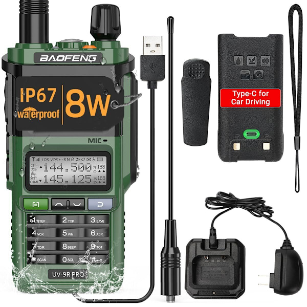 Baofeng UV-9R PRO 8W Tri-Power Dubbelbands Vattentät Tvåvägsradio Walkie Talkie