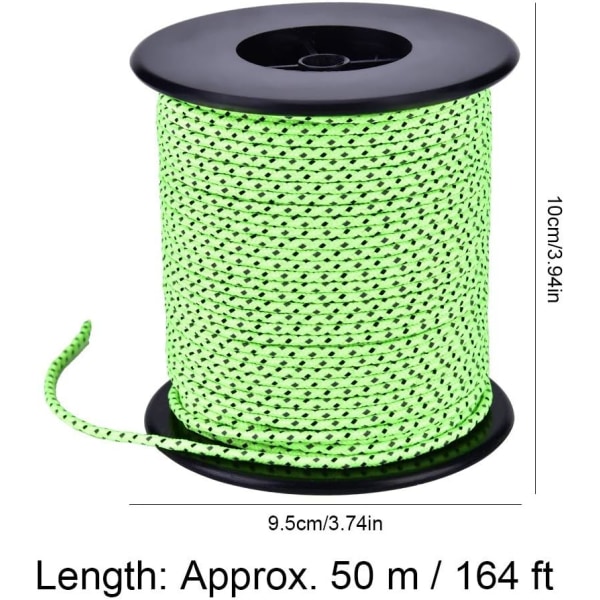 Tält Rep Ljus Paracord Rep Tält Rep 50m Reflekterande Polyester Rep Paracord Rep Tält Guyline för Camping Tält Utomhusförpackning, Grön QttvbTna