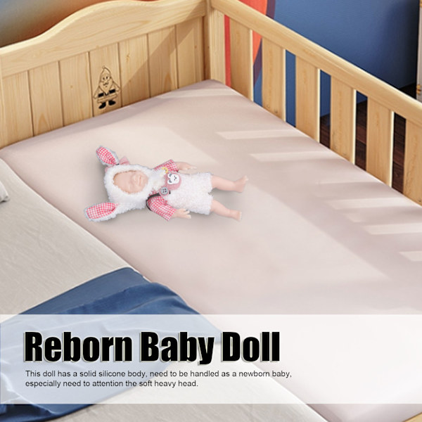 Återfödd babydocka 6 tum mjuk silikon säker äkta touch solid spädbarn flickdocka med kläder