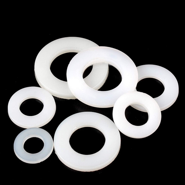 Paket med 500 nylonplastbrickor, platta nylonbrickor, M2 M2.5 M3 M4 M5 M6 M8 M10, nylondistansassortiment med låda