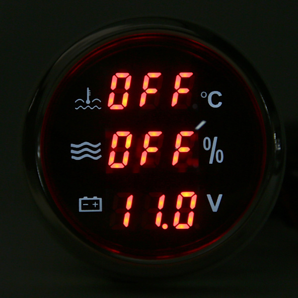 52mm/2 tum 3‑i‑1 Mätare Vattentemperatur Spänning Vätskenivå Display Europeisk Standard 0‑190ohm Svart Urtavla