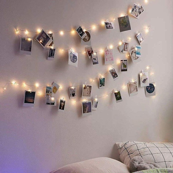 5m 50LED Fotoclips-Ljusslinga Batteridriven med 20 Klämmor för att Hänga Foto Inomhus Vägg Fest Dekoration